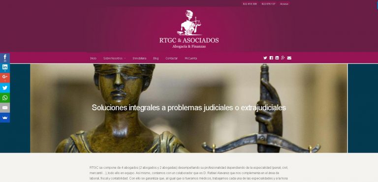 Portafolio - Javier Sebastián · Diseñador Gráfico y Web · Especializado en Wordpress Diseño Web RTGC & ASOCIADOS · Abogacía y Finanzas · La Palma · S/C Tenerife