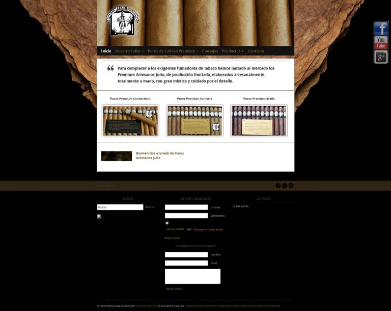 Portafolio - Javier Sebastián · Diseñador Gráfico y Web · Especializado en Wordpress Diseño Web y Tienda Online Puros Palmeros Artesanos Julio Premium. La Palma. Canarias.
