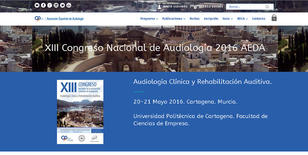 Web XIII Congreso Nacional Audiología AEDA 2016