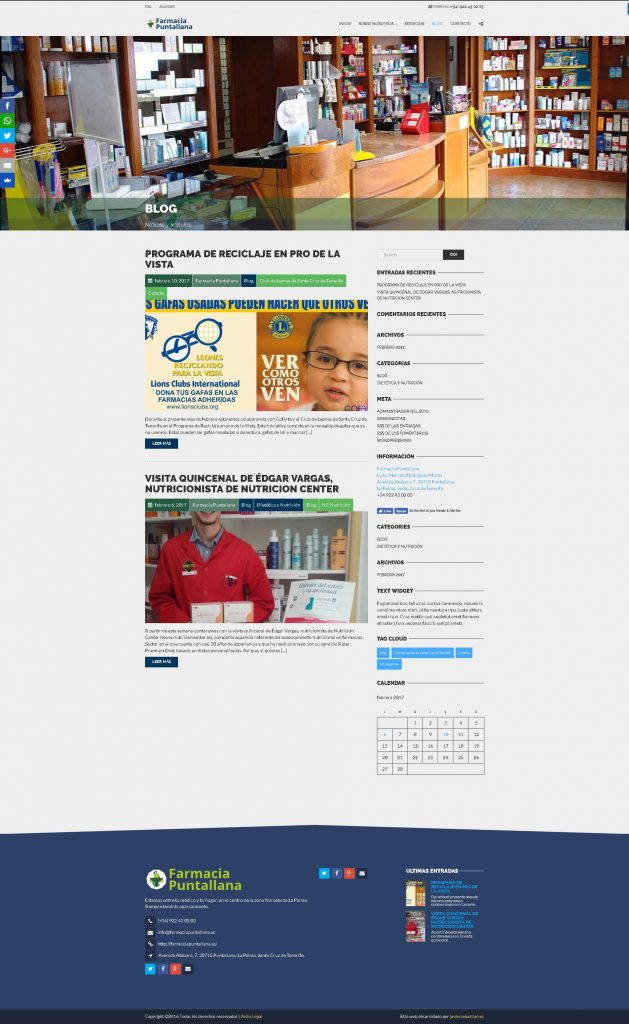 Blog · Diseño Web Autogestionable WordPress Farmacia Puntallana La Palma
