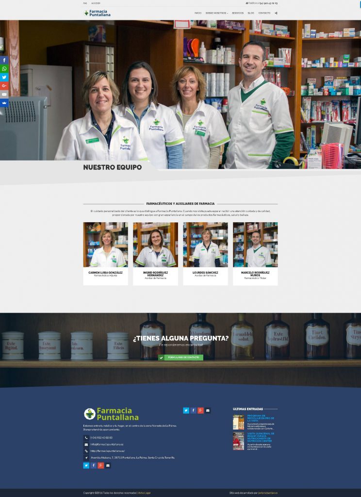 Equipo · Diseño Web Autogestionable WordPress Farmacia Puntallana La Palma