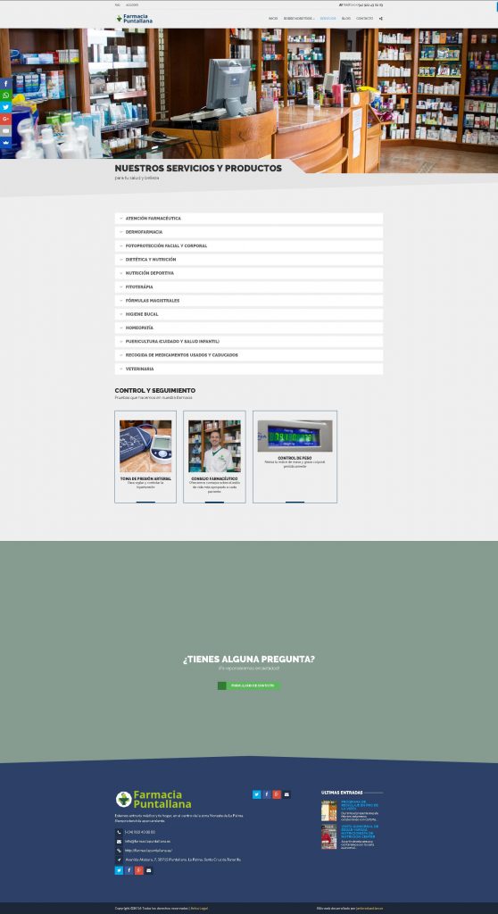Servicios · Diseño Web Autogestionable WordPress Farmacia Puntallana La Palma