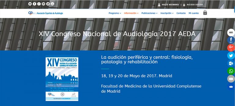 Portafolio - Javier Sebastián · Diseñador Gráfico y Web · Especializado en Wordpress Diseño Web XIV Congreso Nacional Audiología AEDA 2017
